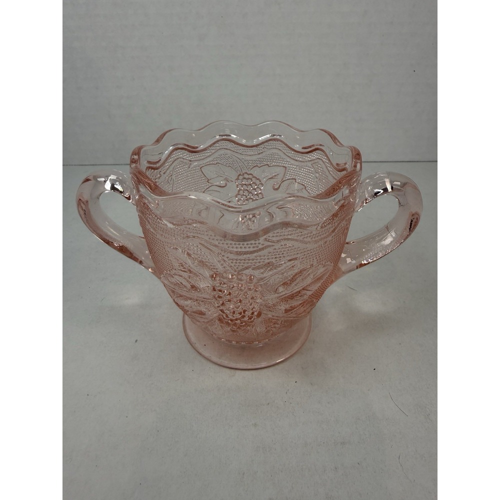 Westmoreland Pink Woolworth Stippled Grape Sugar Bowl Depression Glass